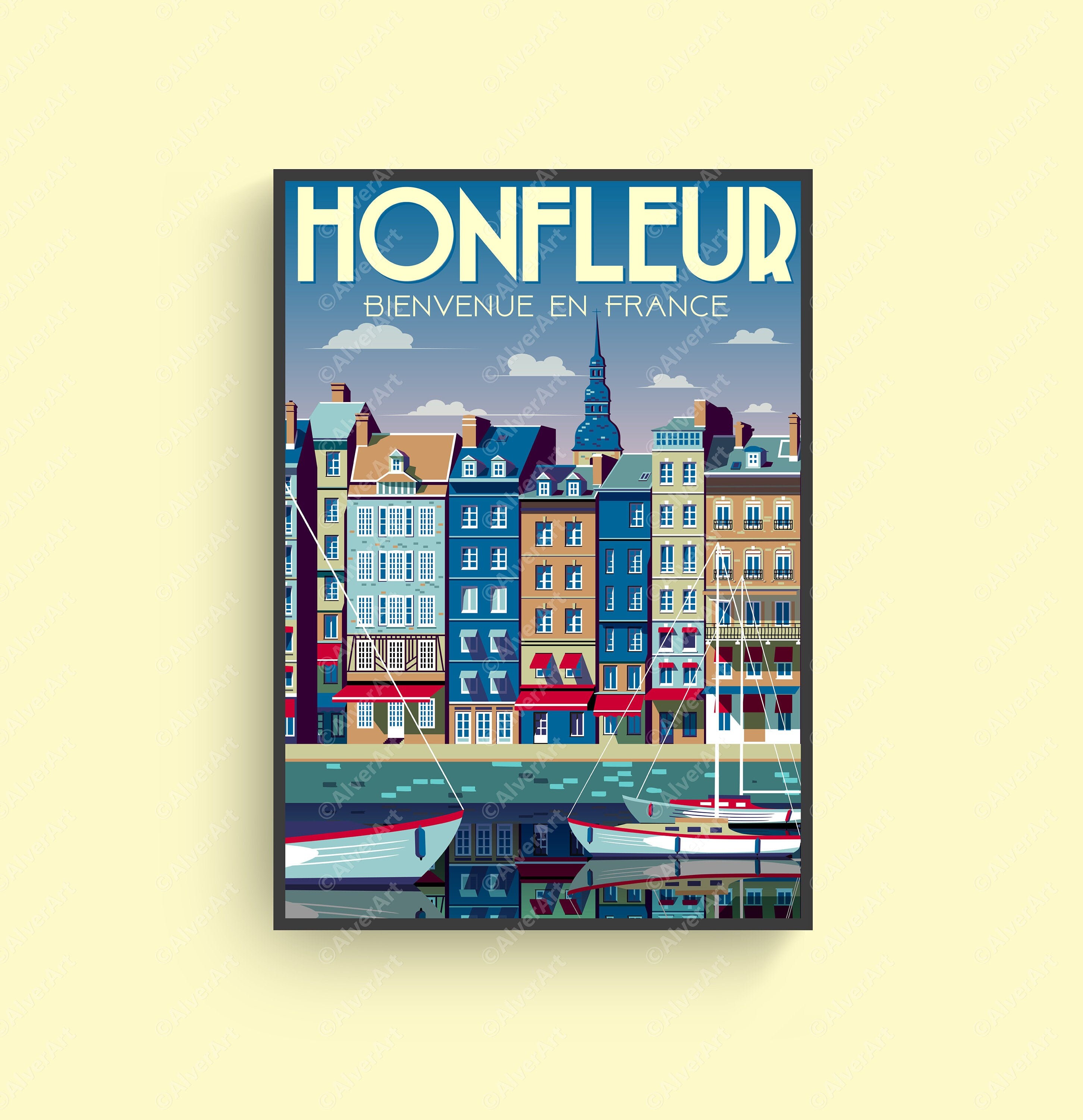 France Poster Normandy Wall Art Honfleur Harbor ISO Travel Etsy
