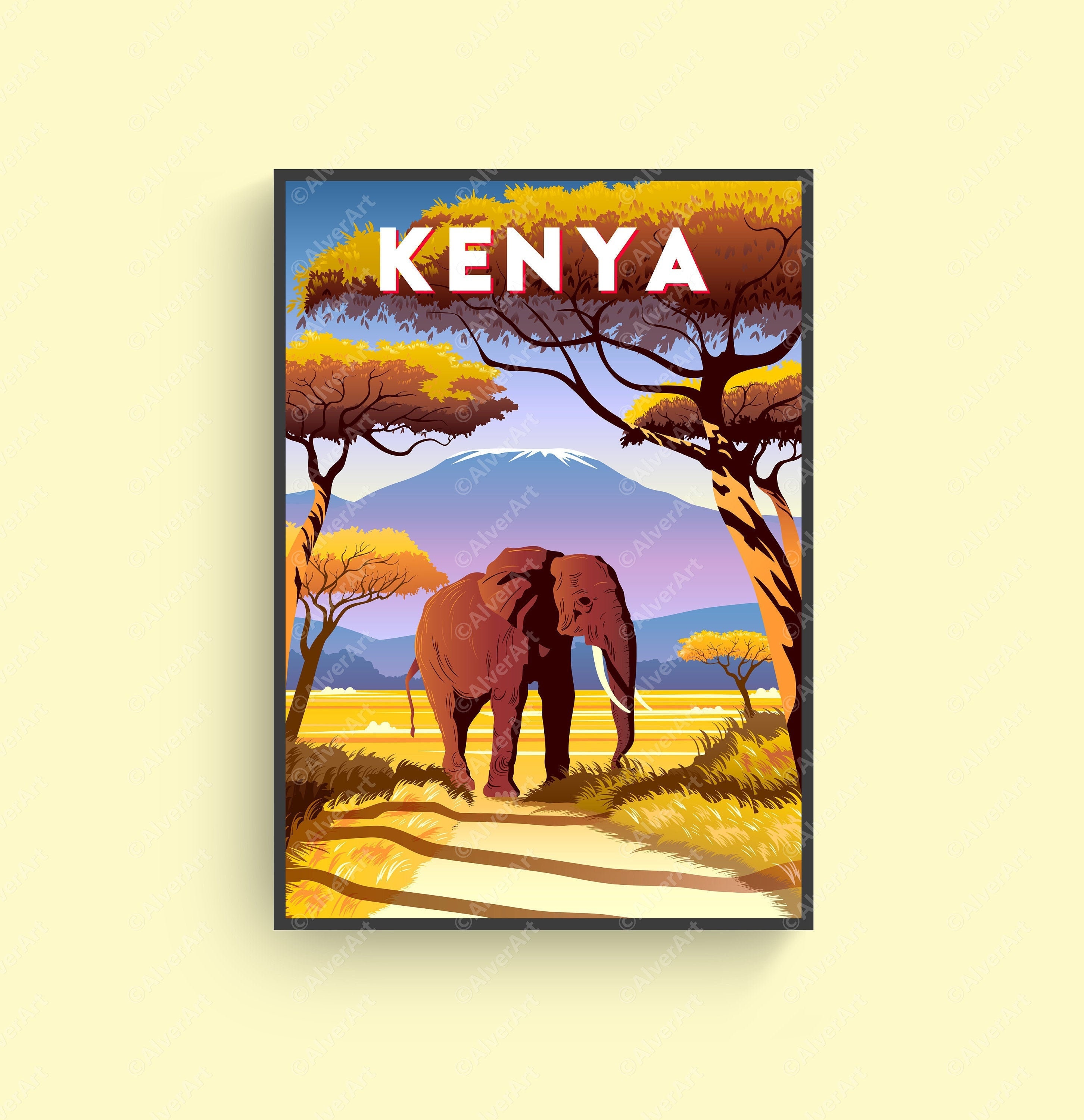 Afrika Poster Afrika Kenia Print Afrikanische Tiere Elefant Etsy