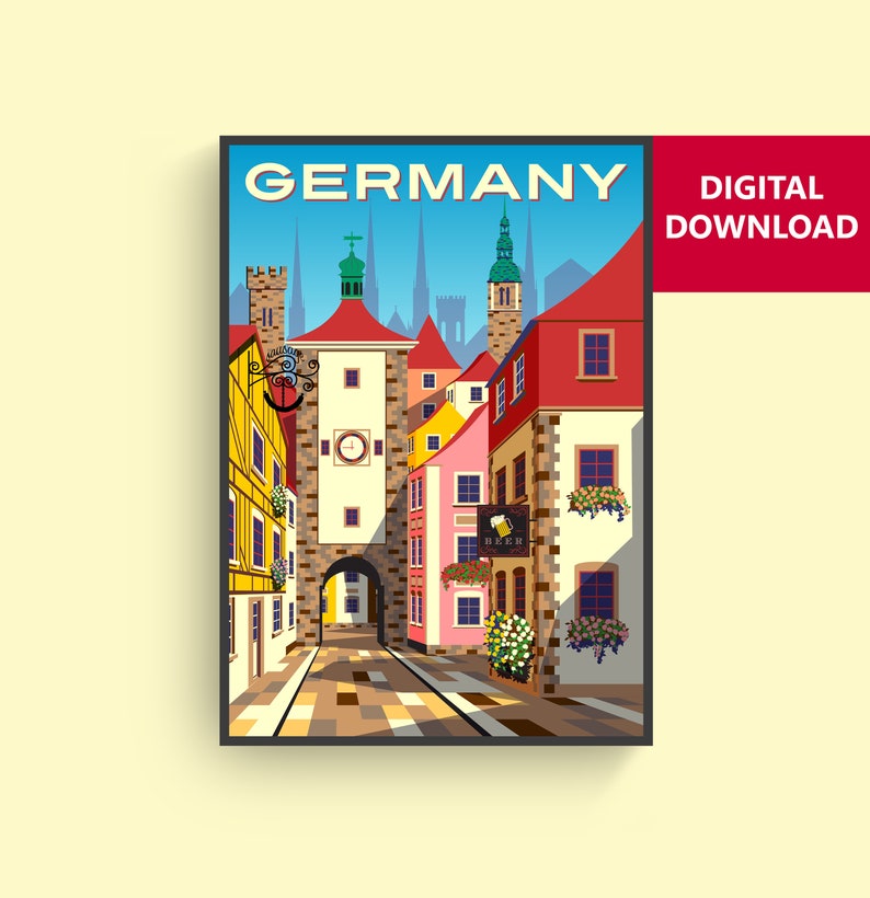 Germany Poster Germany Travel Digital art Printable Wall | Etsy