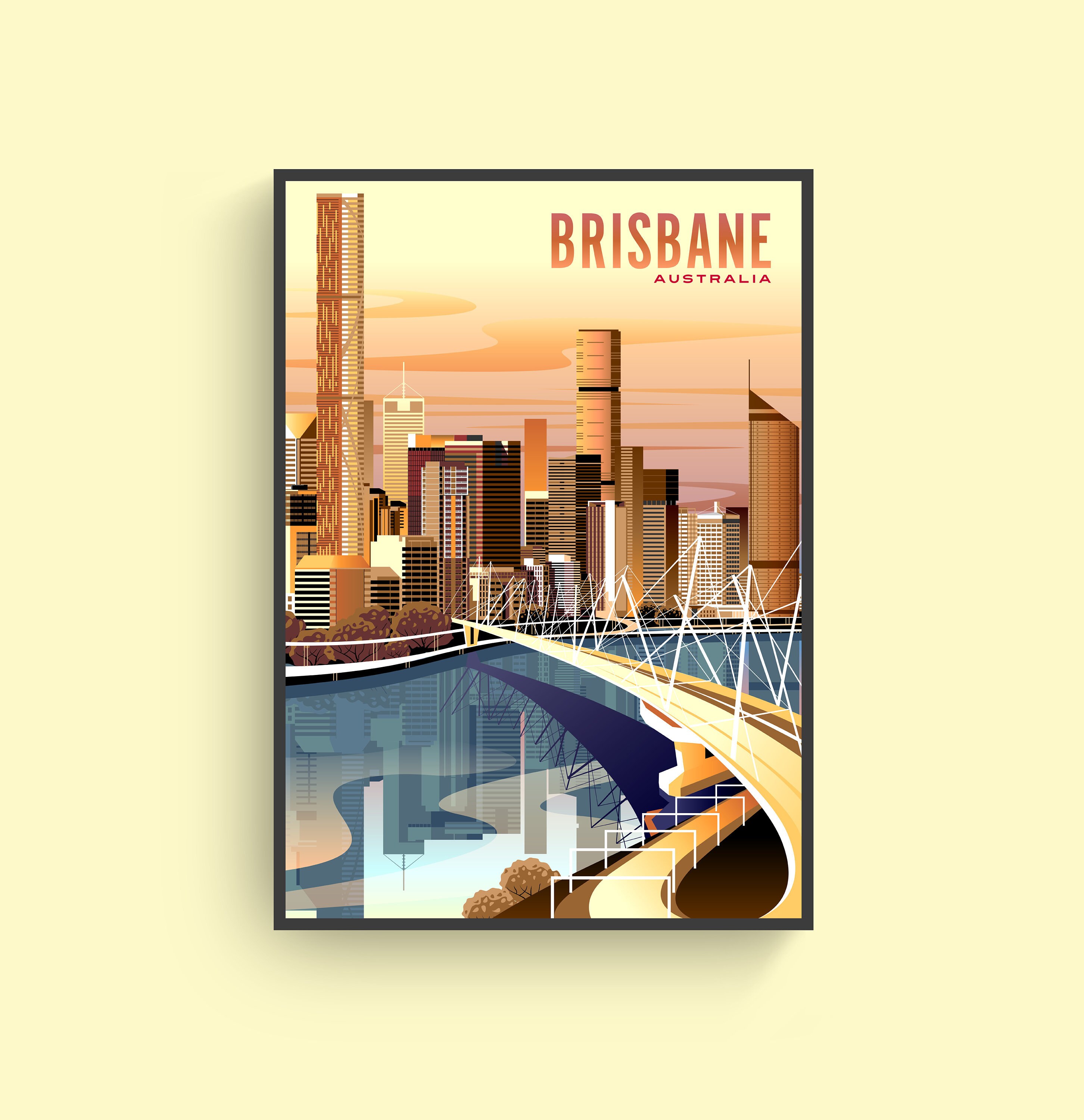 Australia Poster Brisbane Poster Australia Print Queensland Etsy