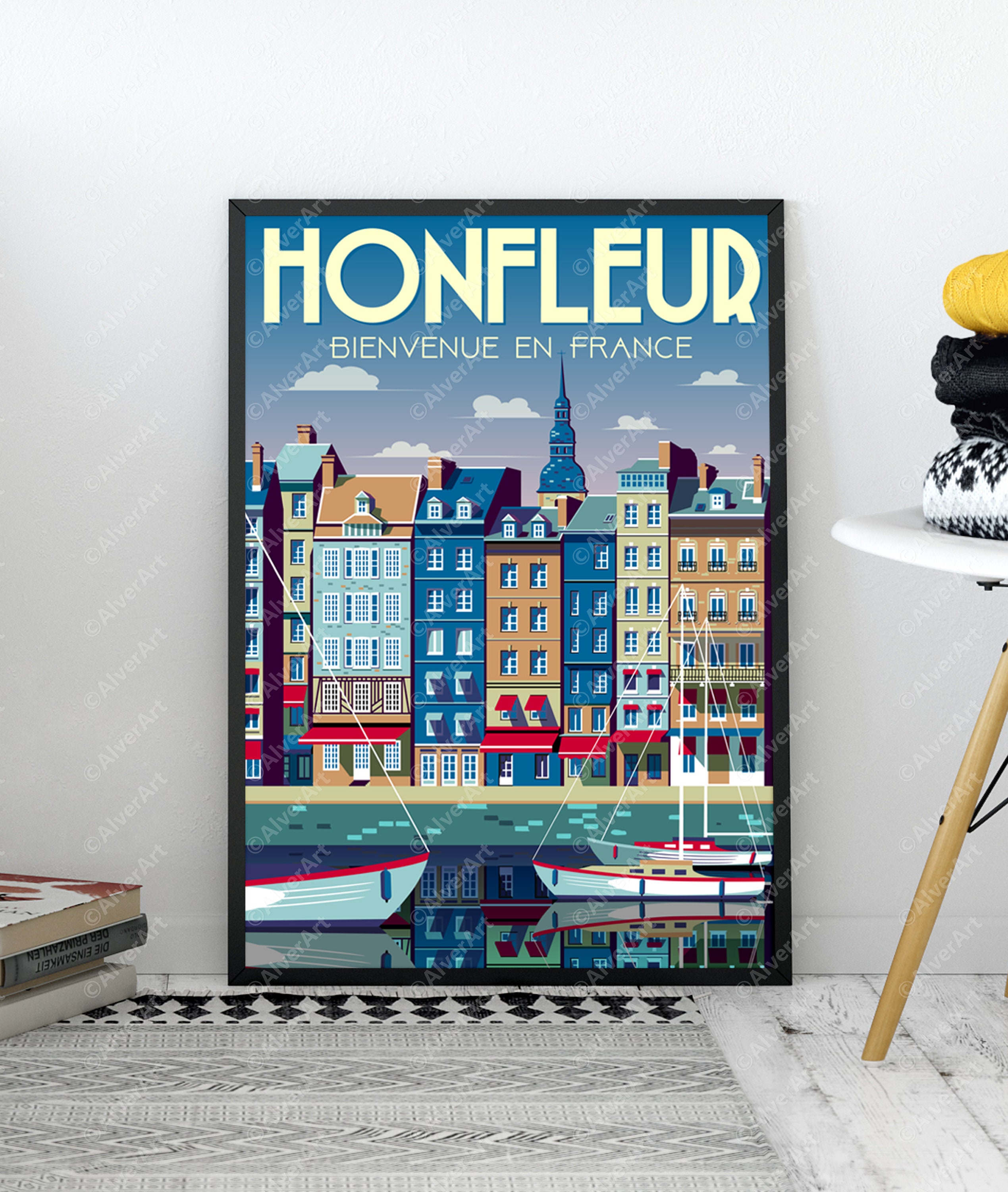 France Poster Normandy Wall Art Honfleur Harbor ISO Travel Etsy