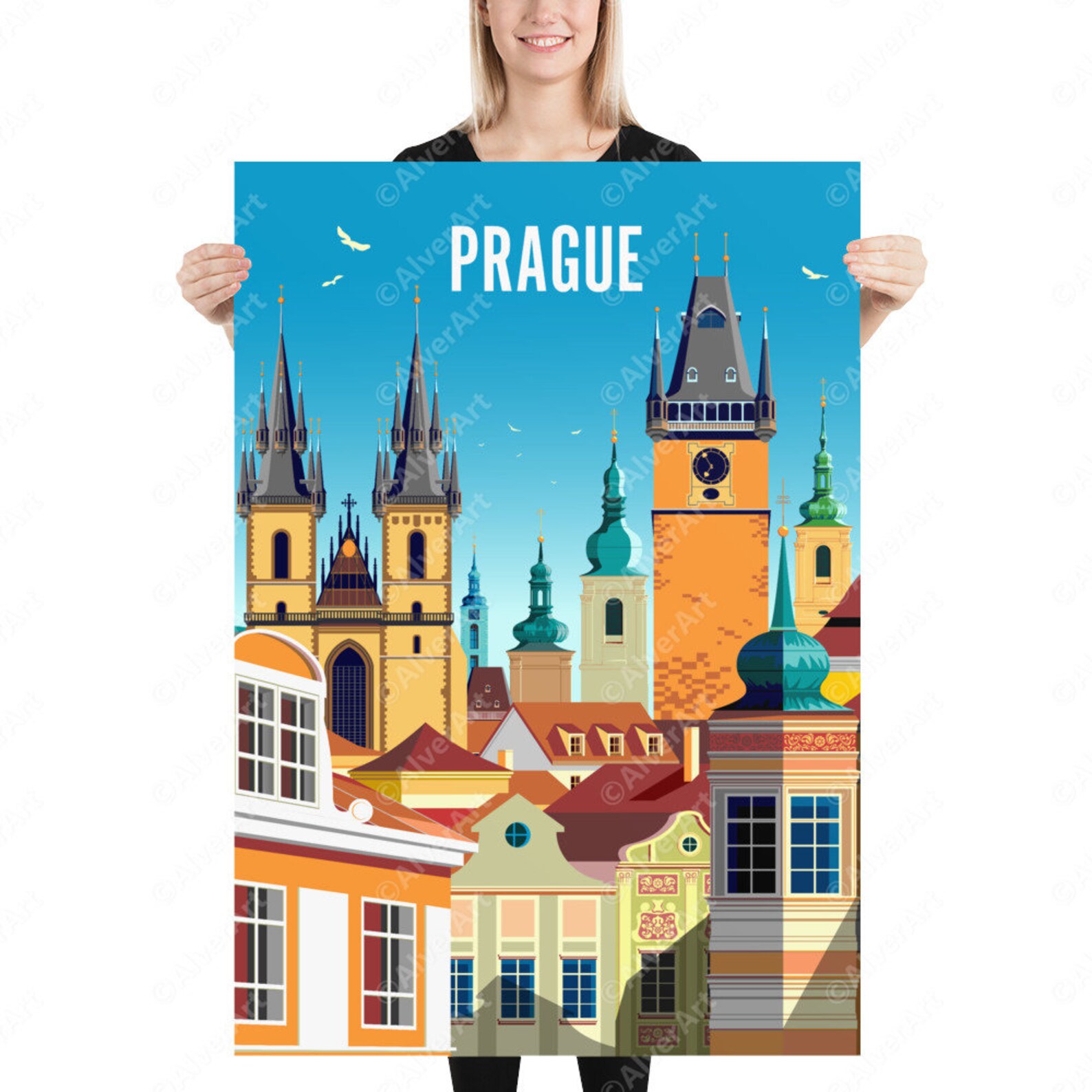Prague Poster Czech Poster Prague Print Czech Street Old Etsy