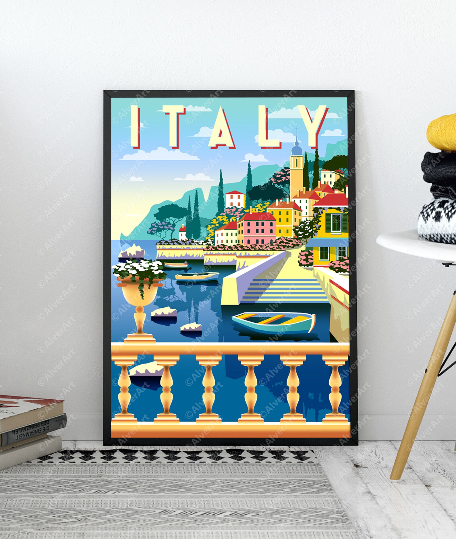 Italy Poster Italy Print Italy Wall Art Deco Vintage Style Etsy
