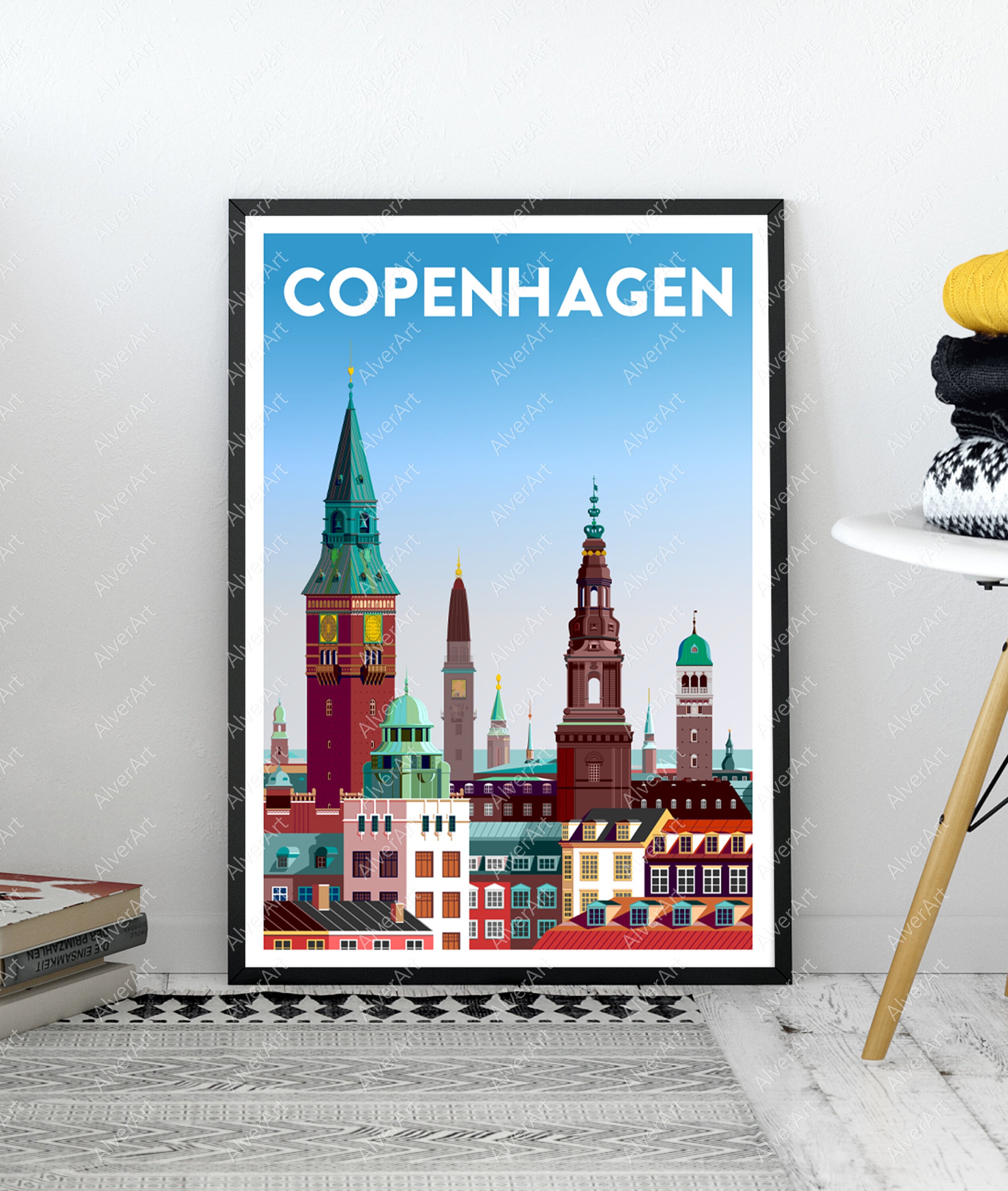 Copenhagen Poster Denmark Poster Denmark Print Denmark Town Etsy