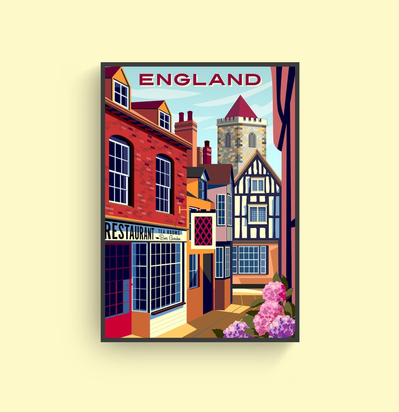 England Poster England Print Decor Cityscape Traditional Etsy