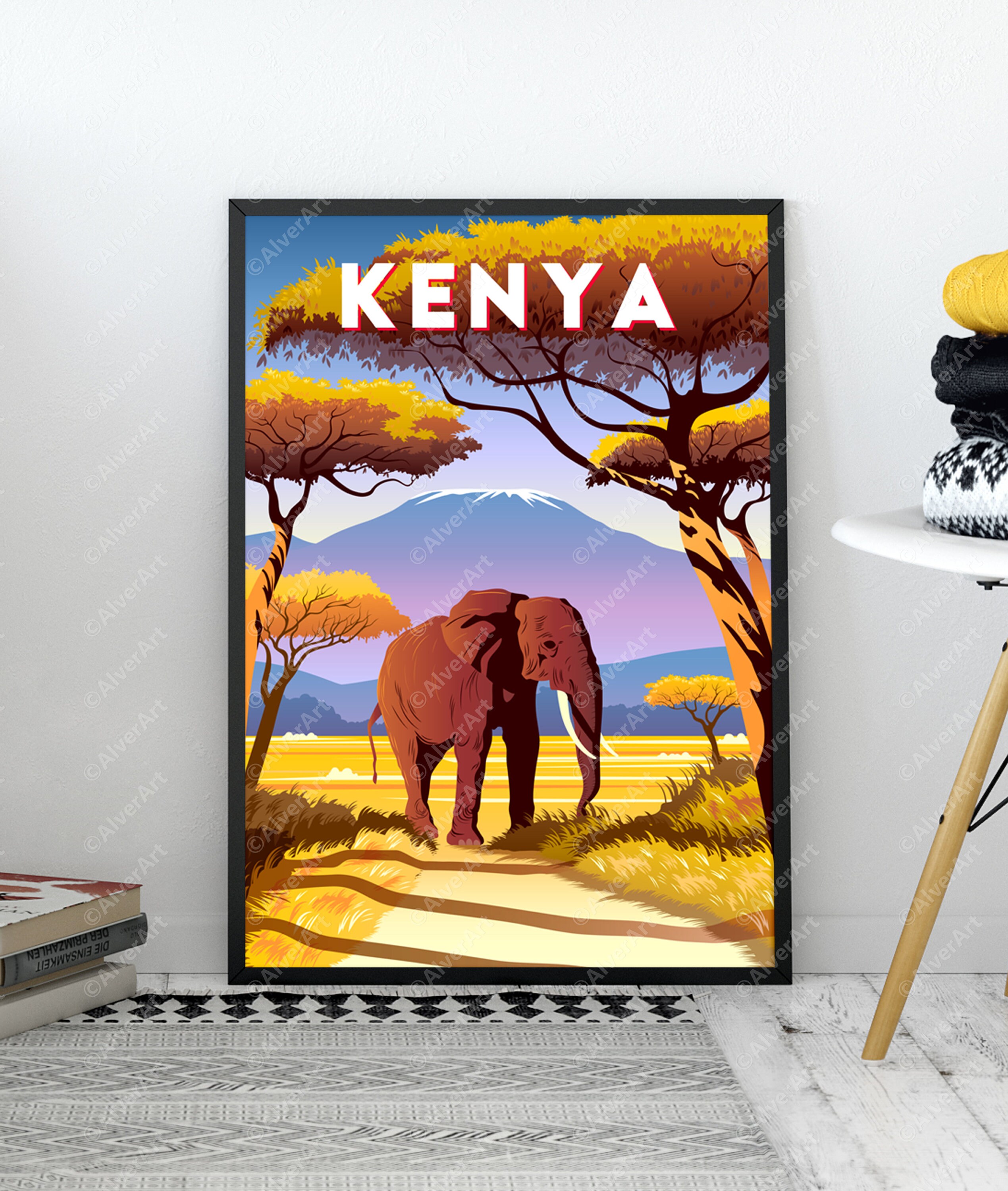 Africa Poster Africa Kenya Print African Animals Elephant Etsy