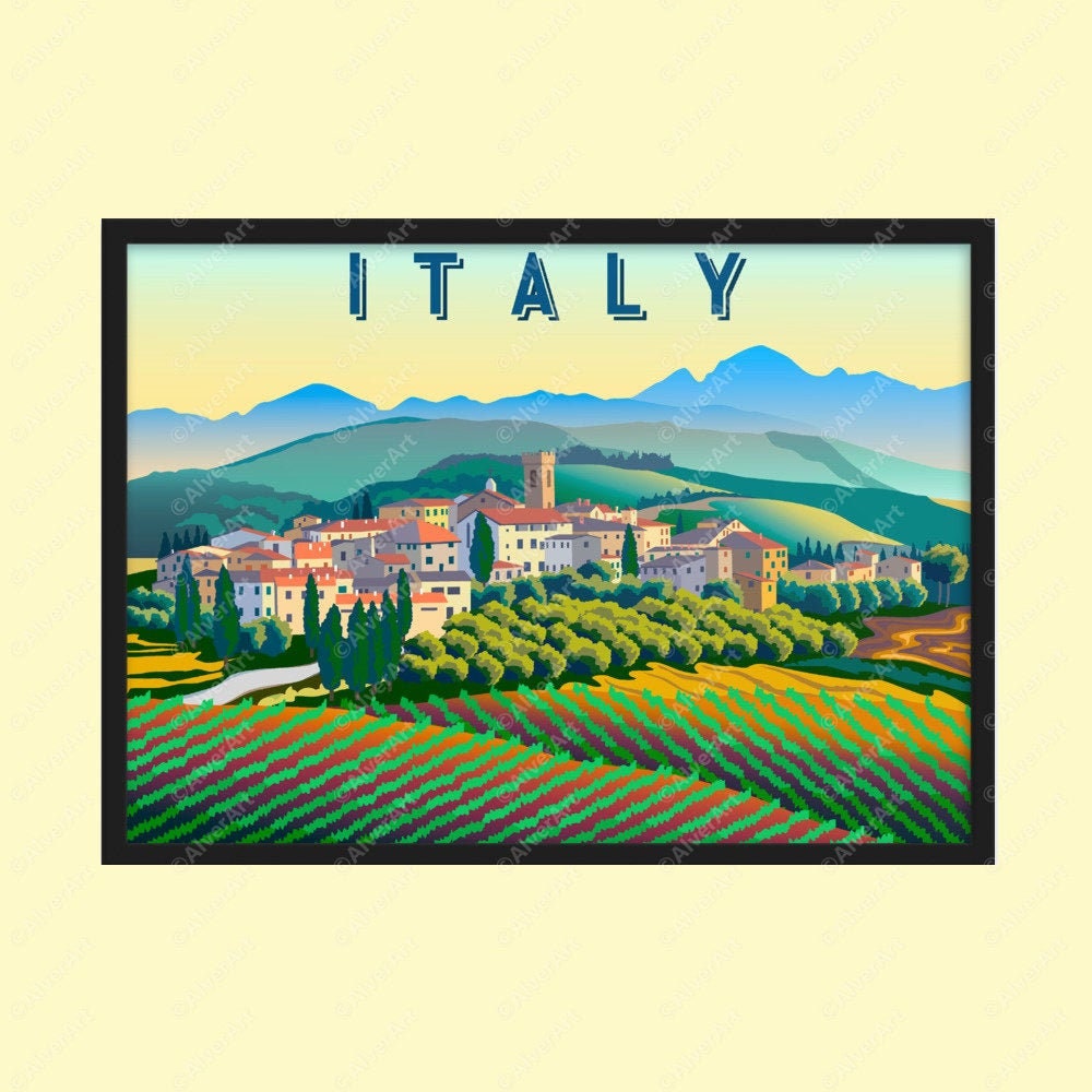 Vintage Italy Poster Italy Print Horizontal Wall Art Travel Etsy