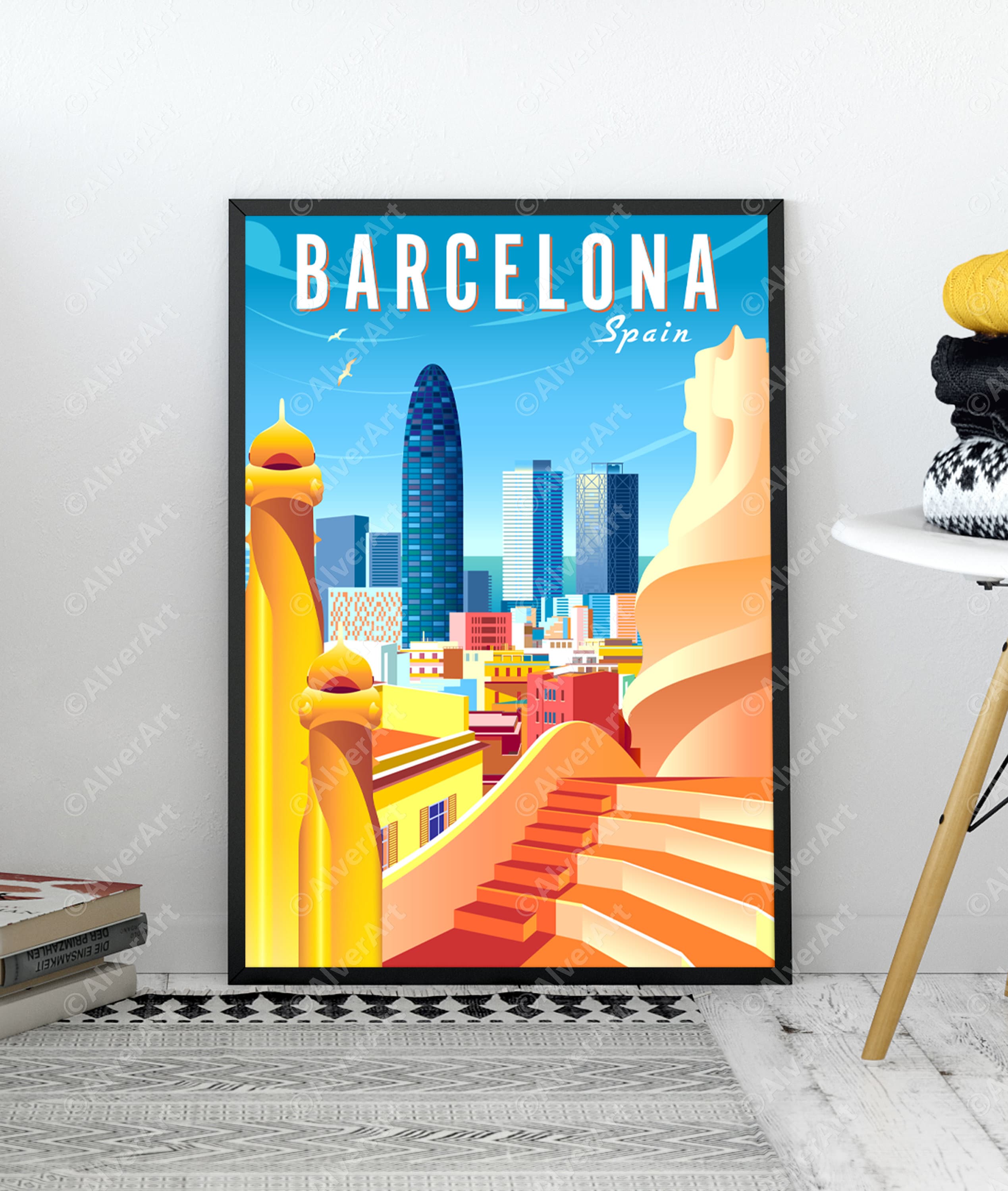 Barcelona Poster Spain Print Barcelona Wall Art Print Spain | Etsy