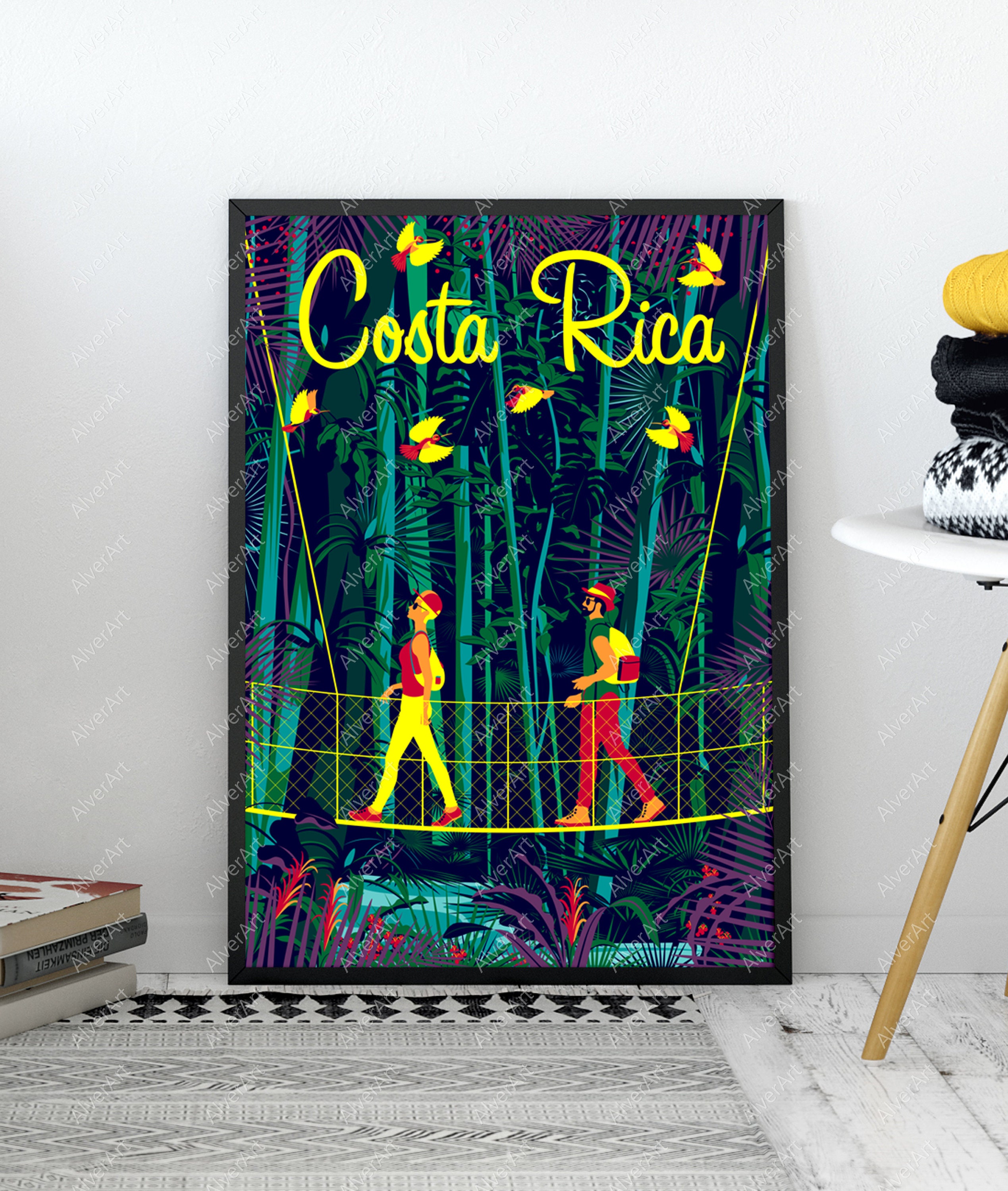 Costa Rica Poster Latin America Poster Tropical Travel Pop Etsy