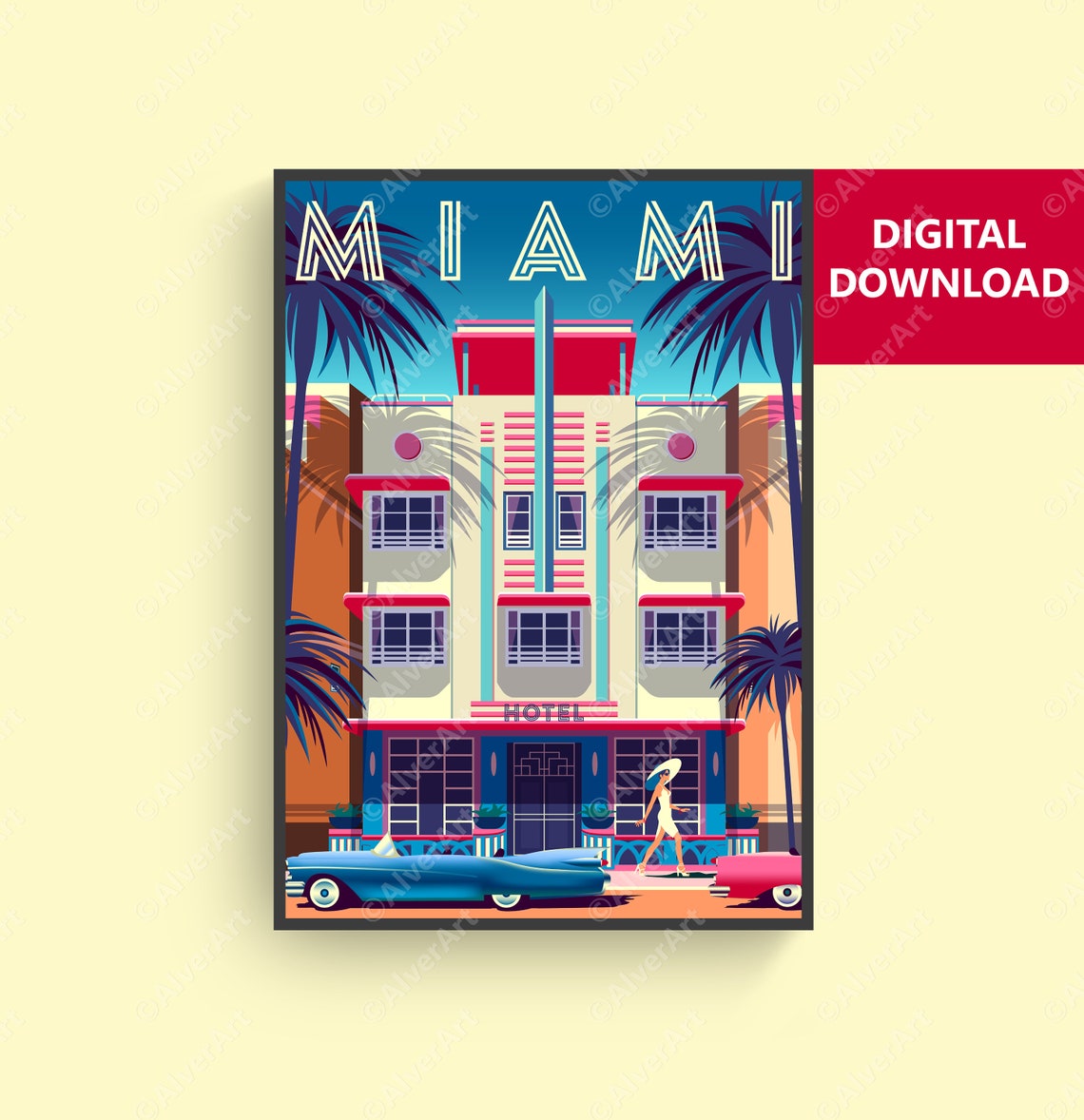 Cartel de Miami conjunto de 4 carteles de Miami set digital Etsy