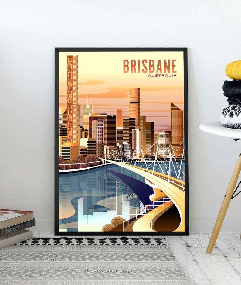 Australia Poster Brisbane Poster Australia Print Queensland Etsy