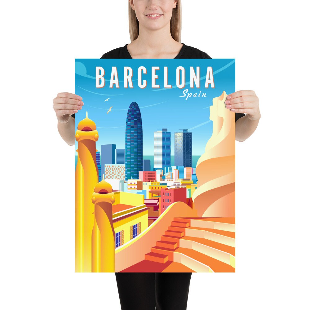Barcelona Poster Spain Prints Barcelona Wall Art Print Spain Etsy