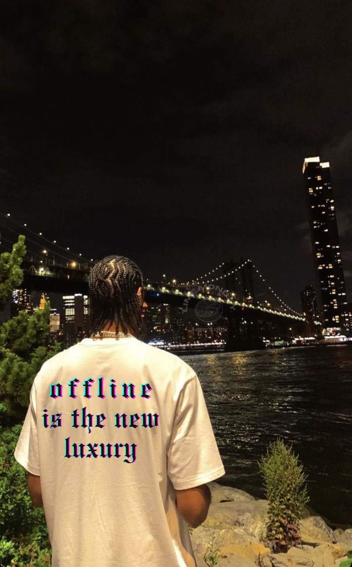 Offline is the New Luxury Shirt, Bold Gothic Font Tshirt, Retro Neon