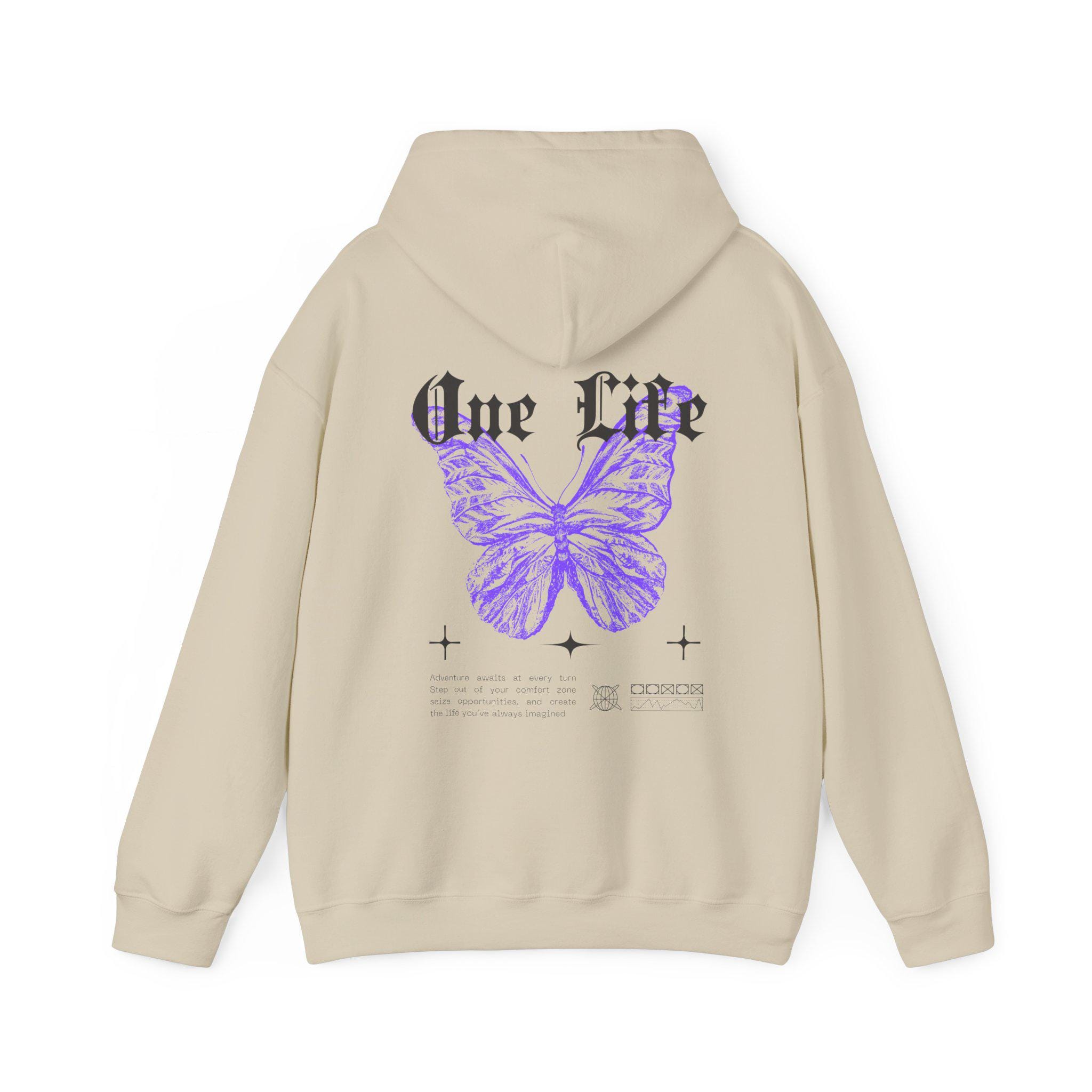 【HI FI FNK】Butterfly Layered Hoodie One Life X Butterfly Hoodie Back Print Streetwear