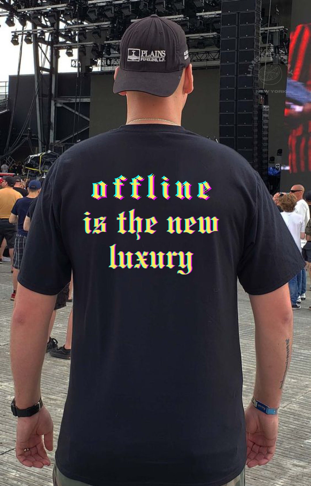 Offline is the New Luxury Shirt, Bold Gothic Font Tshirt, Retro Neon
