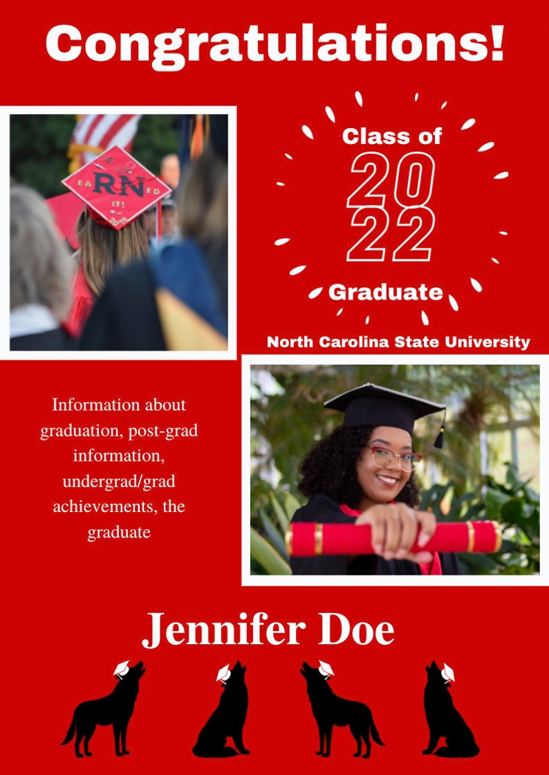 NCSU Fillable Graduation Card NC State Grad Card Wolfpack Etsy Singapore