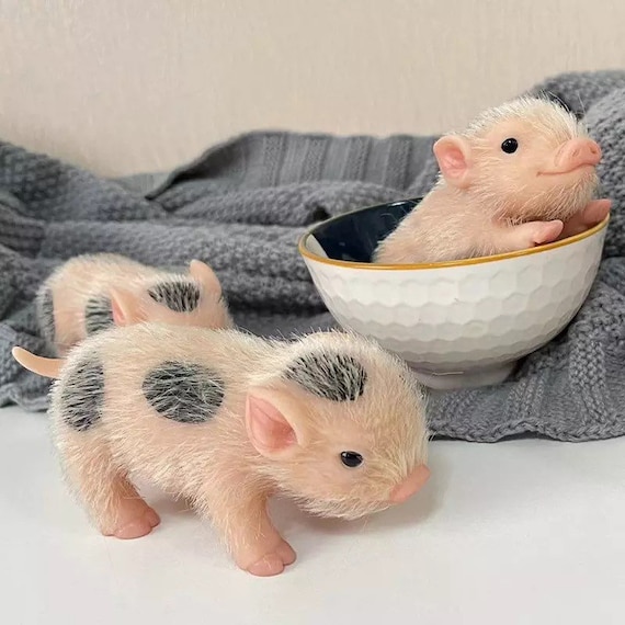 Reborn Silicone Mini Baby Pig Full Body Lifelike Piglet 5inches 