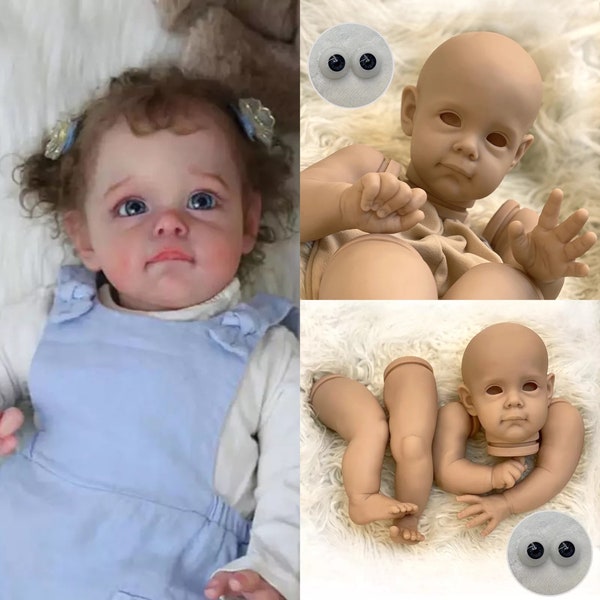 24 Inches Reborn Doll Kit Maggie Soft Vinyl Unfinished Doll Parts with Body and Eyes