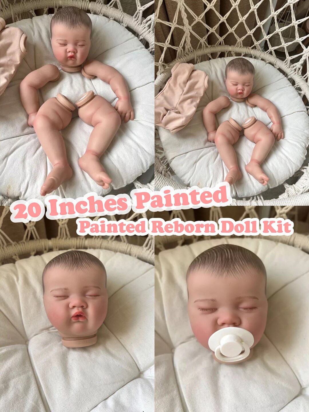 Reborn Doll Kit 20 Inches Newborn Baby Elijah Kit Painted DIY Doll Parts Handmade Reborn Baby