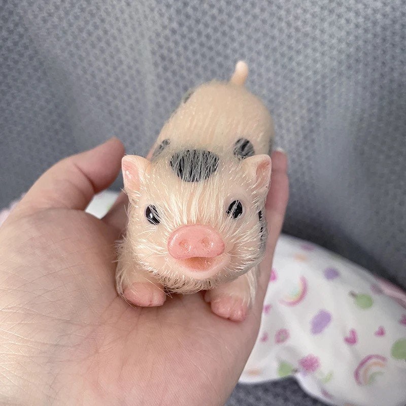 Silicone Pig Doll Toy  Cute Lifelike, Realistic Micro Piggy for