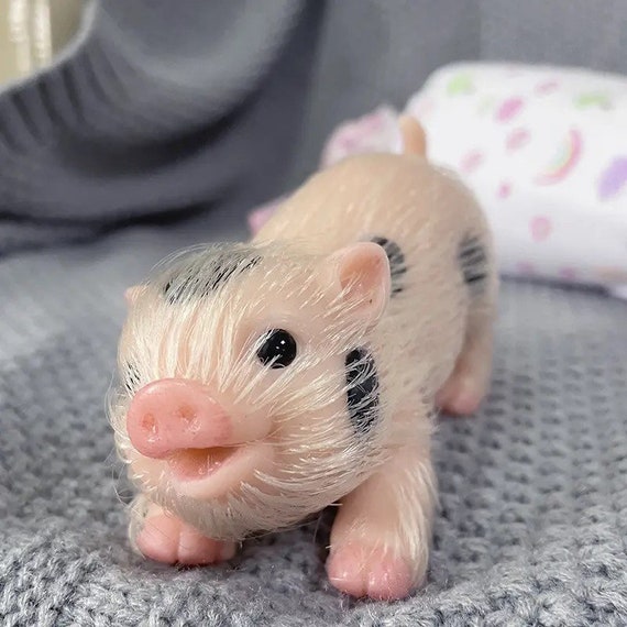 Mini Full Body Silicone Piglets AKA Micro Reborn Pigs Brown with Spots