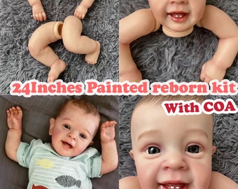 24 Inches Painted Soft Vinyl Reborn Baby Cameron DIY Doll Parts Kit Painted DIY Doll arts Handmade Reborn Baby Doll Kit painted Doll