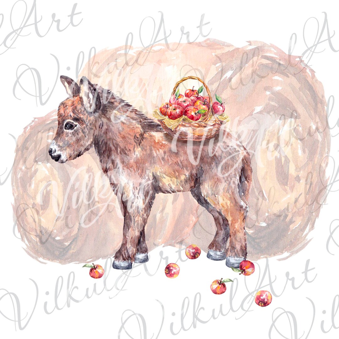 Cute Farm Animals Png Donkey Gifts Wall Art Download Nursery Decor ...