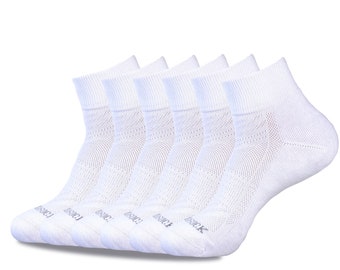 1SOCK2SOCK - Unisex Athletic Quarter Crew Ankle Socks 6 Pack - Sport and Performance Cushioned Organic Cotton Socks Super Soft Breathable