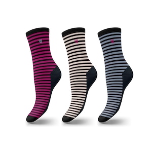 3 Pairs Women Crew Colorful Socks - Soft Cotton Socks- Gift for Women