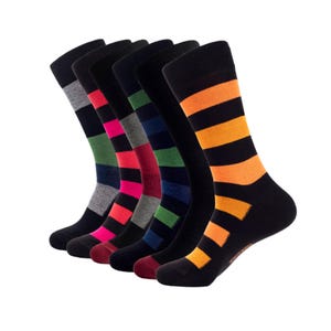1SOCK2SOCK Men&#39;s 6 Pack Bamboo Blend Thin Crew Socks, Super Soft, Breathable, Colorful Dress Socks