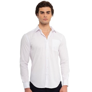 Cotton Men&#39;s Regular Fit Shirt, Long Sleeve Button Down Dress Shirt for Men, Mens Clothing