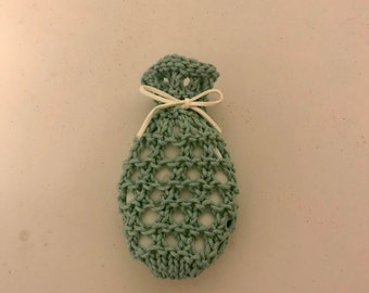 Bar Soap Saver Sack. Knit Cotton Soap Bag. Ships Free