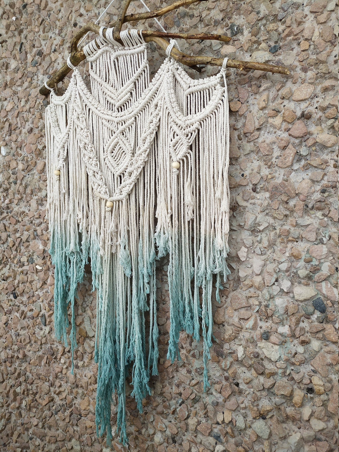 Blue Ombre Large Macrame Wall Hanging Driftwood Macrame Etsy