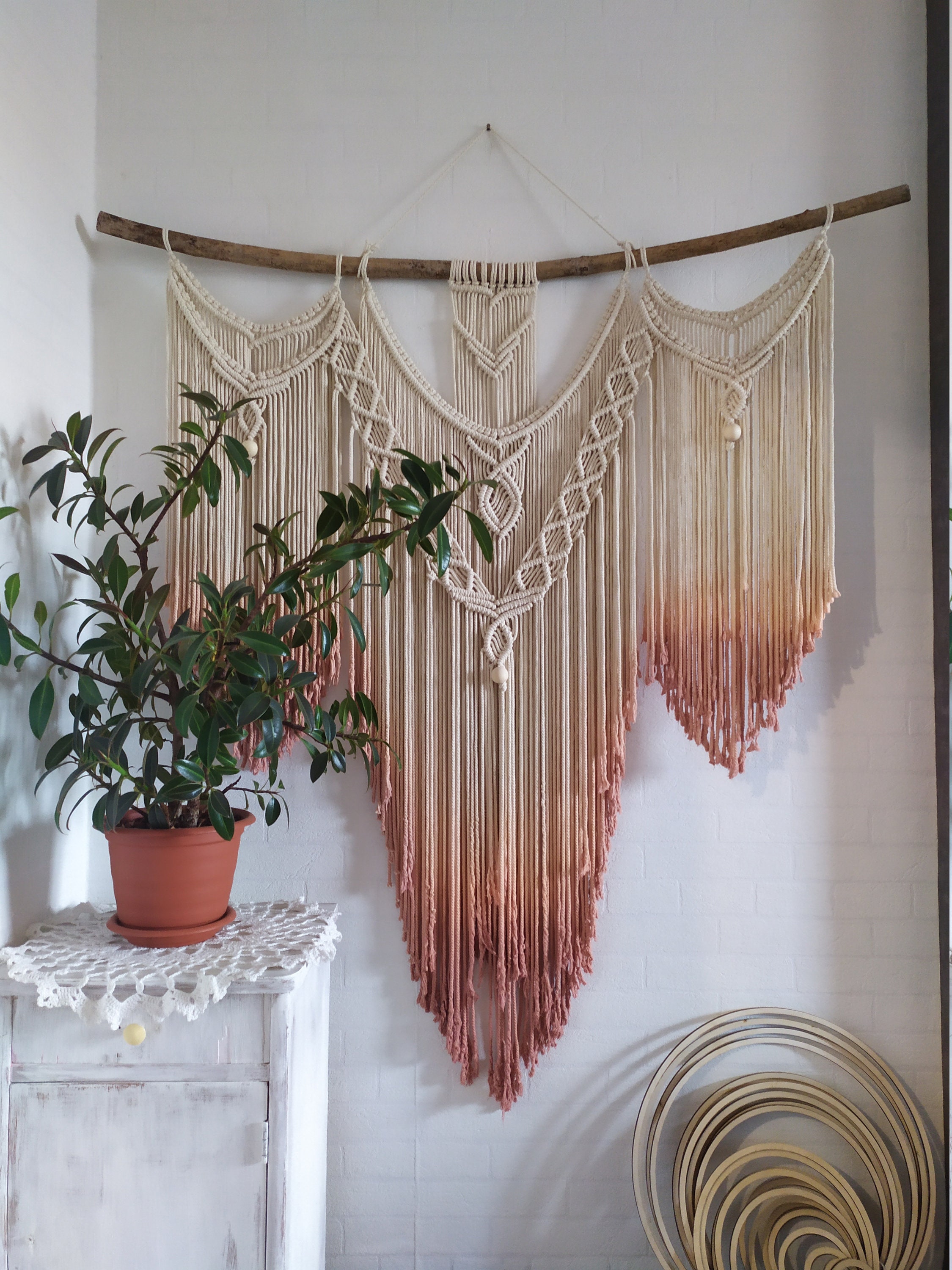 Orange Ombre Medium and Large Macrame Wall Hanging Colored Etsy
