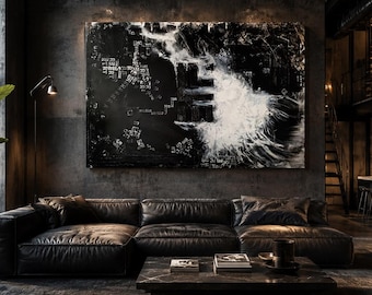 Bad Memory Eraser–Monochrome Storm. Original Abstract Typography Art, Black and White Contemporary Painting, Statement Wall Decor 100x150 cm