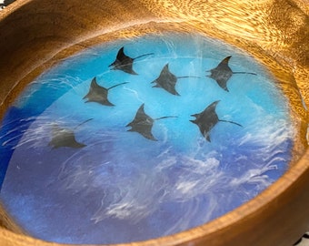 Manta Ray ring dish, stingray jewelry dish, 3D ocean decor gift