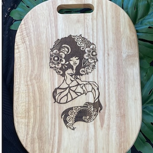 Mermaid Charcuterie board, ocean serving board, mermaid cutting board, beach kitchen decor