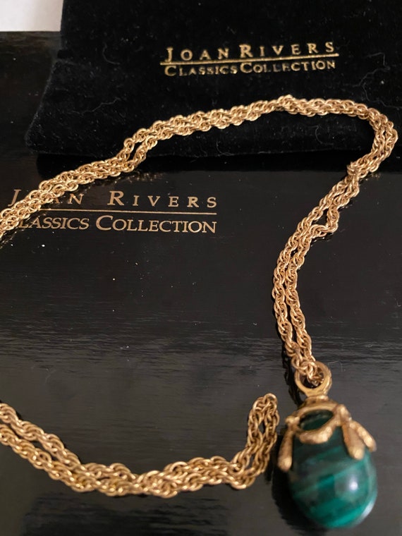 New Joan Rivers malachite & gold toned Faberge egg