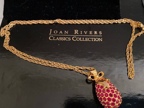 New - Joan Rivers red pave Rhinestone Egg with gol