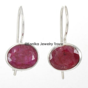 925 Sterling Silver Pigeon Blood Red Ruby Earrings for Women and Girl