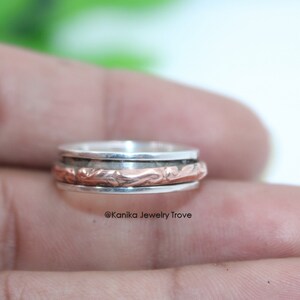 Tiny Spinner Believe Ring, 925 Sterling Silver Spinner Ring for Women, Fidget Band Ring, Worry Ring, Spinning Ring, Stress Relief Ring