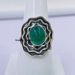 Natural Green Onyx Ring, 925 Sterling Silver Rings, Handmade Jewelry, Gift For Wife, Women Ring, Green Onyx Ring, Oxidized Ring, Gift Item