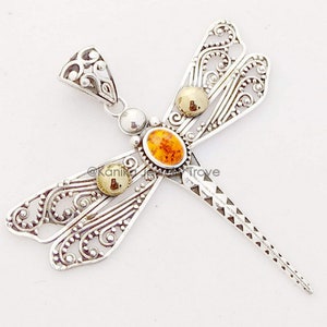 925 Sterling Silver Dragonfly Pendant for Women, Handmade Gemstone Pendant, Sterling Silver Gift Pendant Men, Girl Necklace