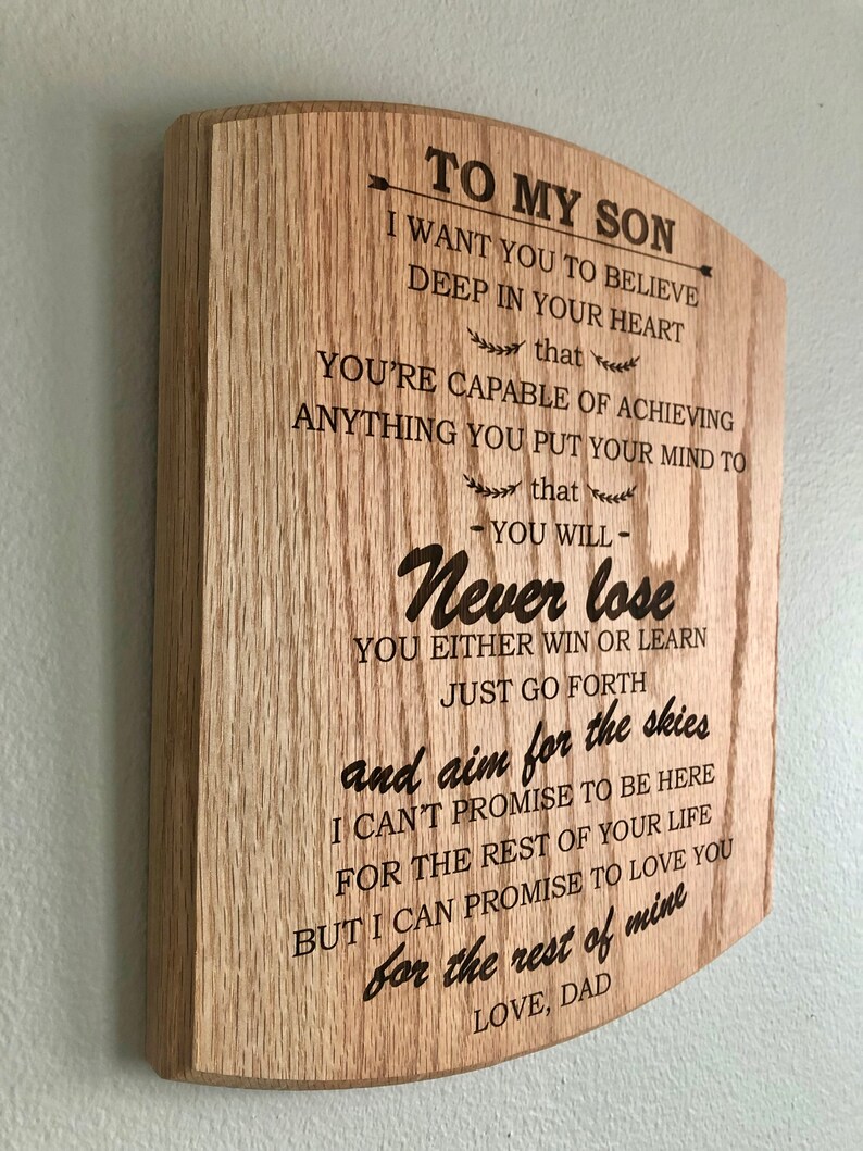 To My Son Wooden Engraved Plaque Wall Decor Wall Art Etsy