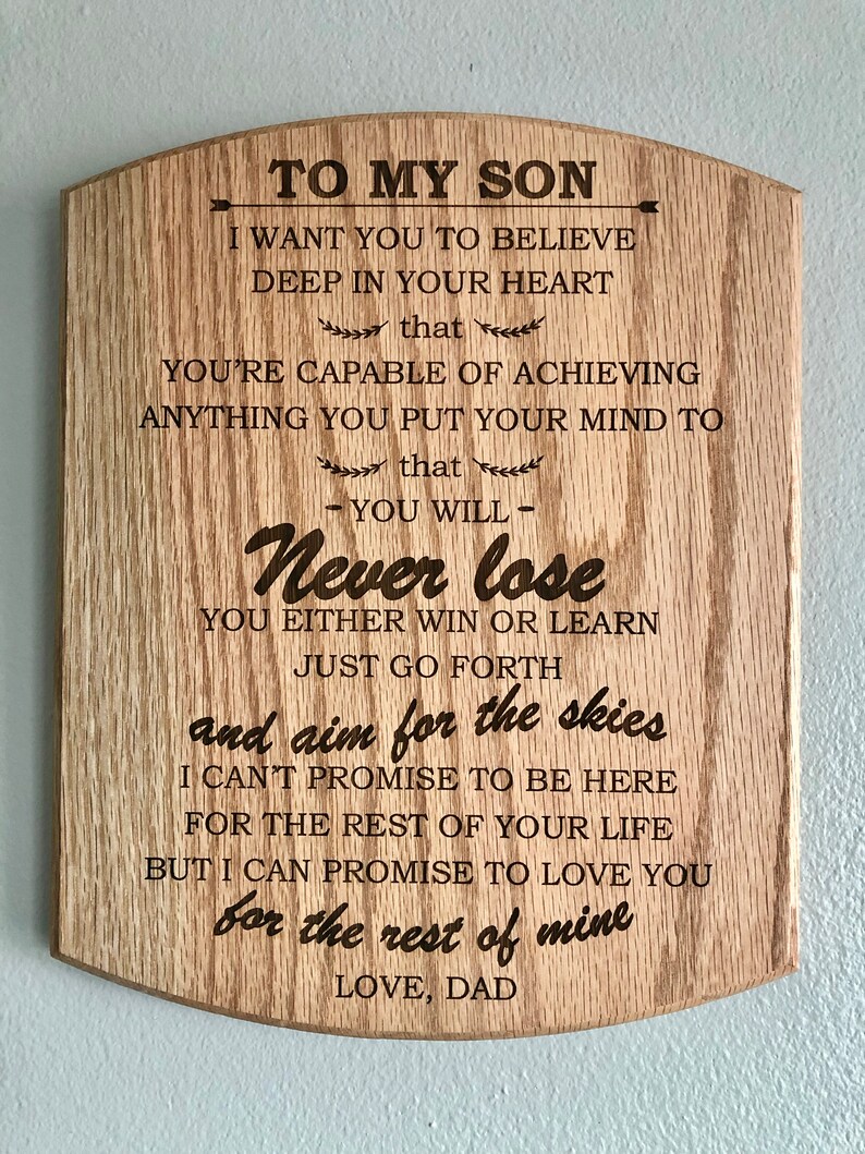 To My Son Wooden Engraved Plaque Wall Decor Wall Art Etsy