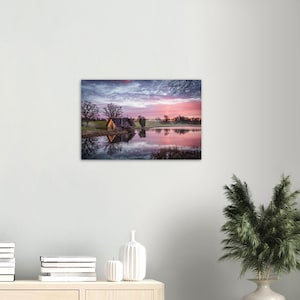 Amanecer en el cobertizo para botes, Hermoso grabado de cartón espuma de Irlanda, Paisaje, Póster irlandés