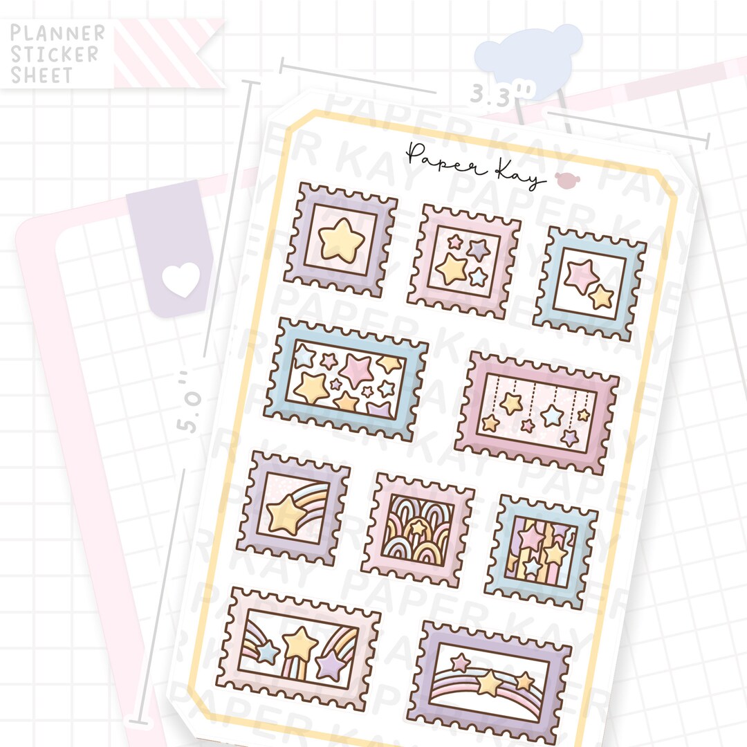 Star Stamps Deco Stickers | Planner Stickers by Paper Kay | - Etsy