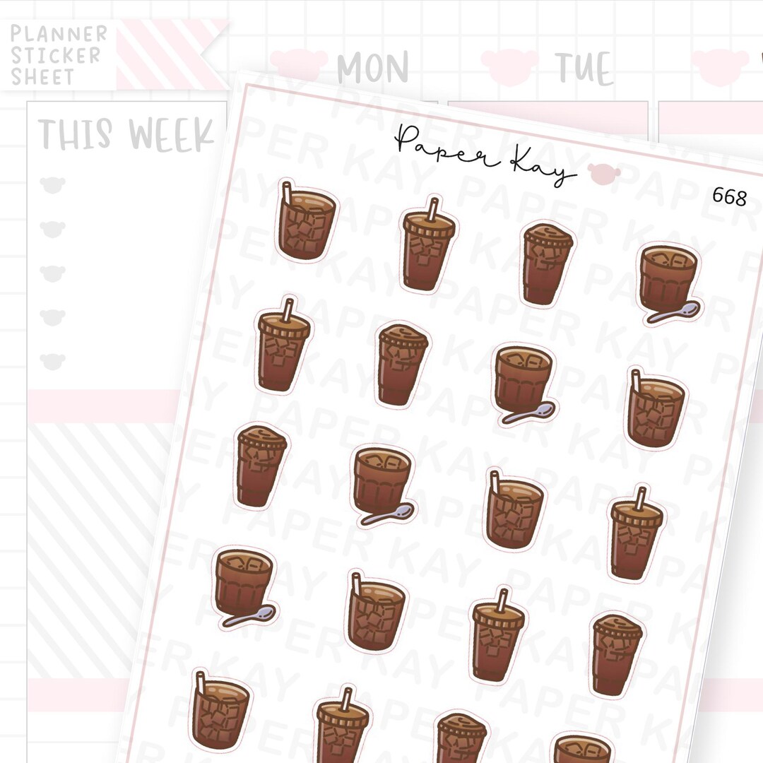 Iced Americano Stickers | Planner Stickers | by Paper Kay | 668 | - Etsy