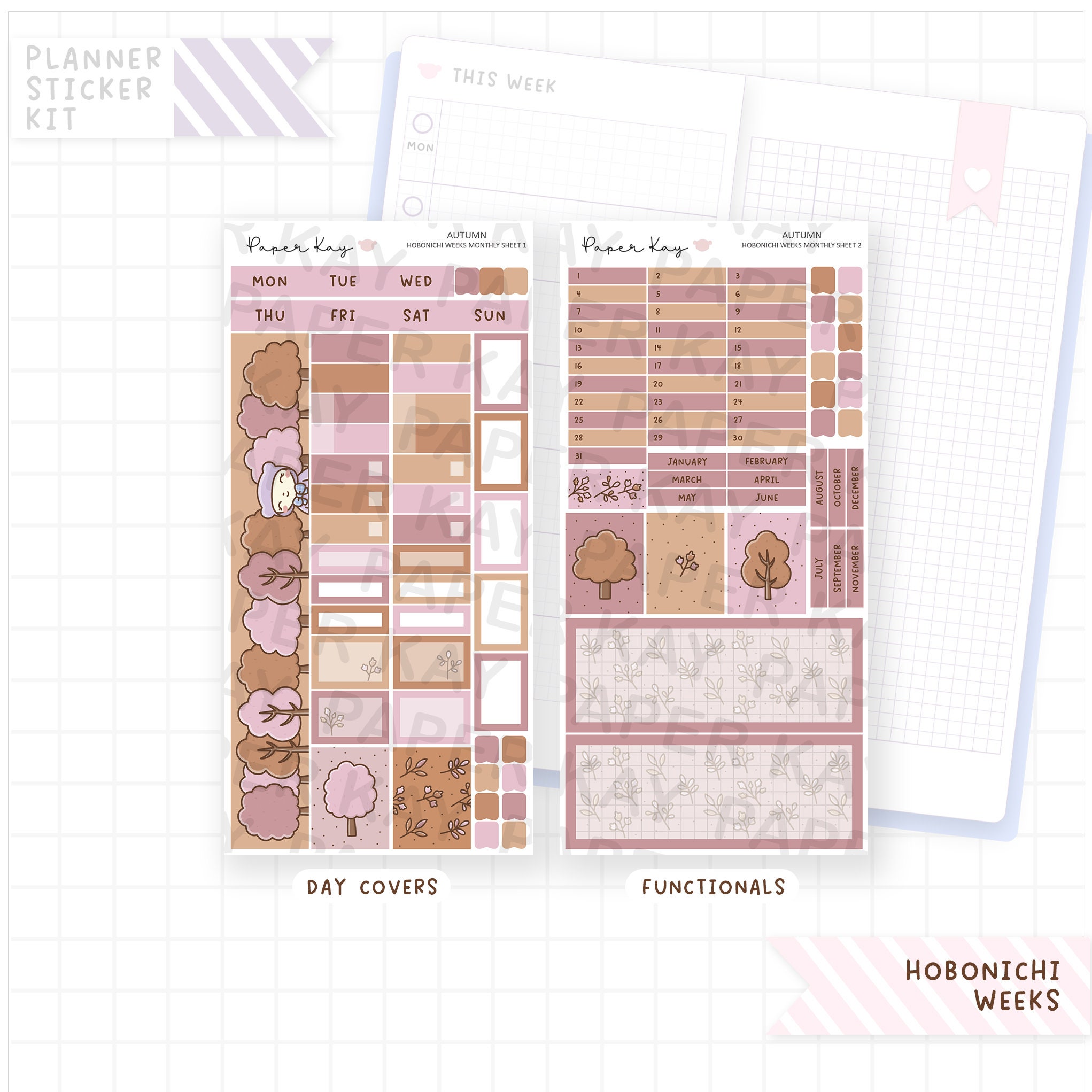 Autumn Hobonichi Monthly Sticker Kit - Hobonichi Weeks Kit - Monthly ...