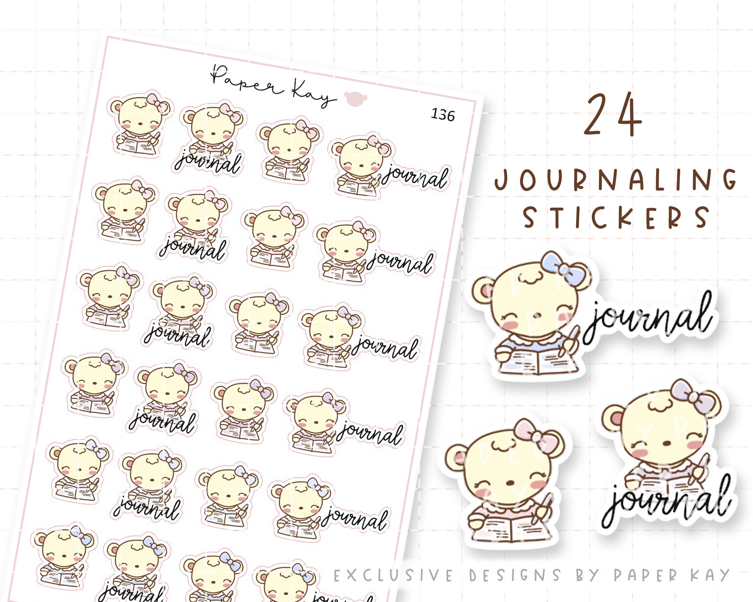 Journaling Planner Stickers Dot the Bear by Paper Kay 136 